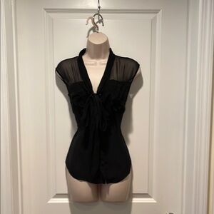 White House Black Market Black Sheer blouse Sz 0